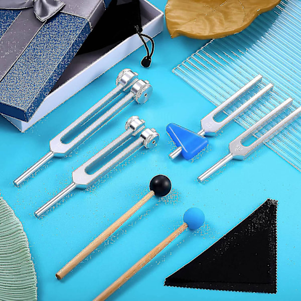 Tuning Forks Set 4 Pack 128Hz 256Hz 512Hz 528Hz with Hammer for Sound Healing Vibration Therapy — image 3