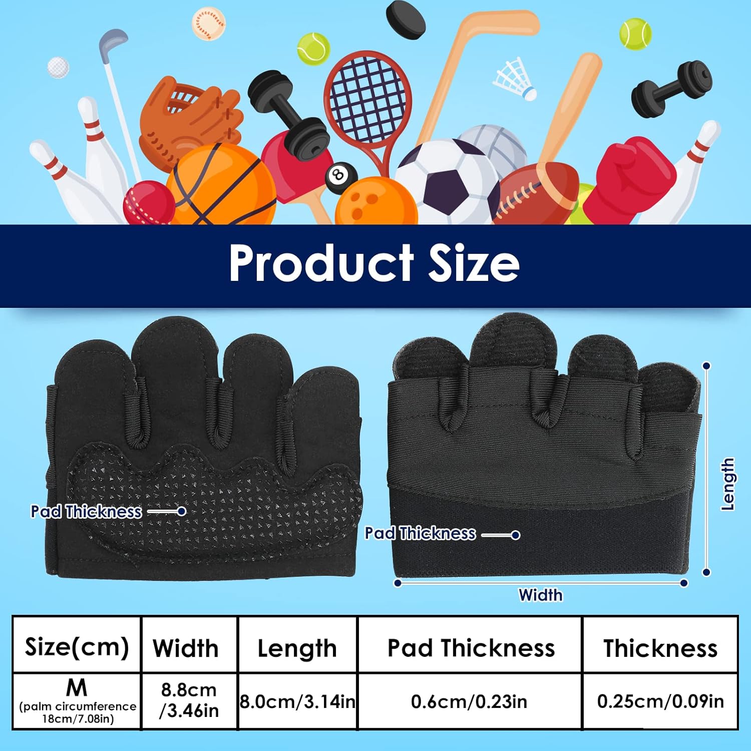 Grip Workout Gloves, Gym Gloves for Weight Lifting Kettlebell Pull-Ups Row Cross Training Non-Slip Silicone Four Finger Fitness Exercise Men and Women Black โ image 2
