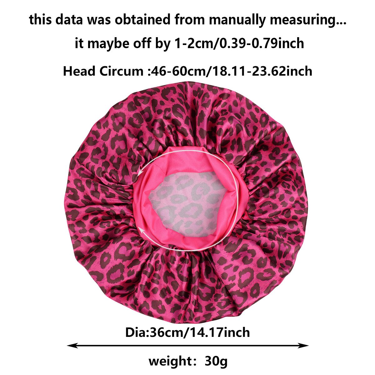 Leo -Rose Red Leopard Print Satin Sleep Bonnet - Large Size Hair Protection Cap with Elastic Band, Soft Lined for Curly Hair, Night Wear and Spa Use β image 4