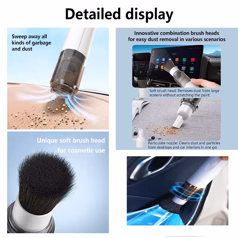 White Cordless Dust Buster Vacuum Cleaner- Cordless Mini Dust Cleaner with Soft Brush Attachment, USB Rechargeable Desktop and Keyboard Cleaning Tool โ image 5