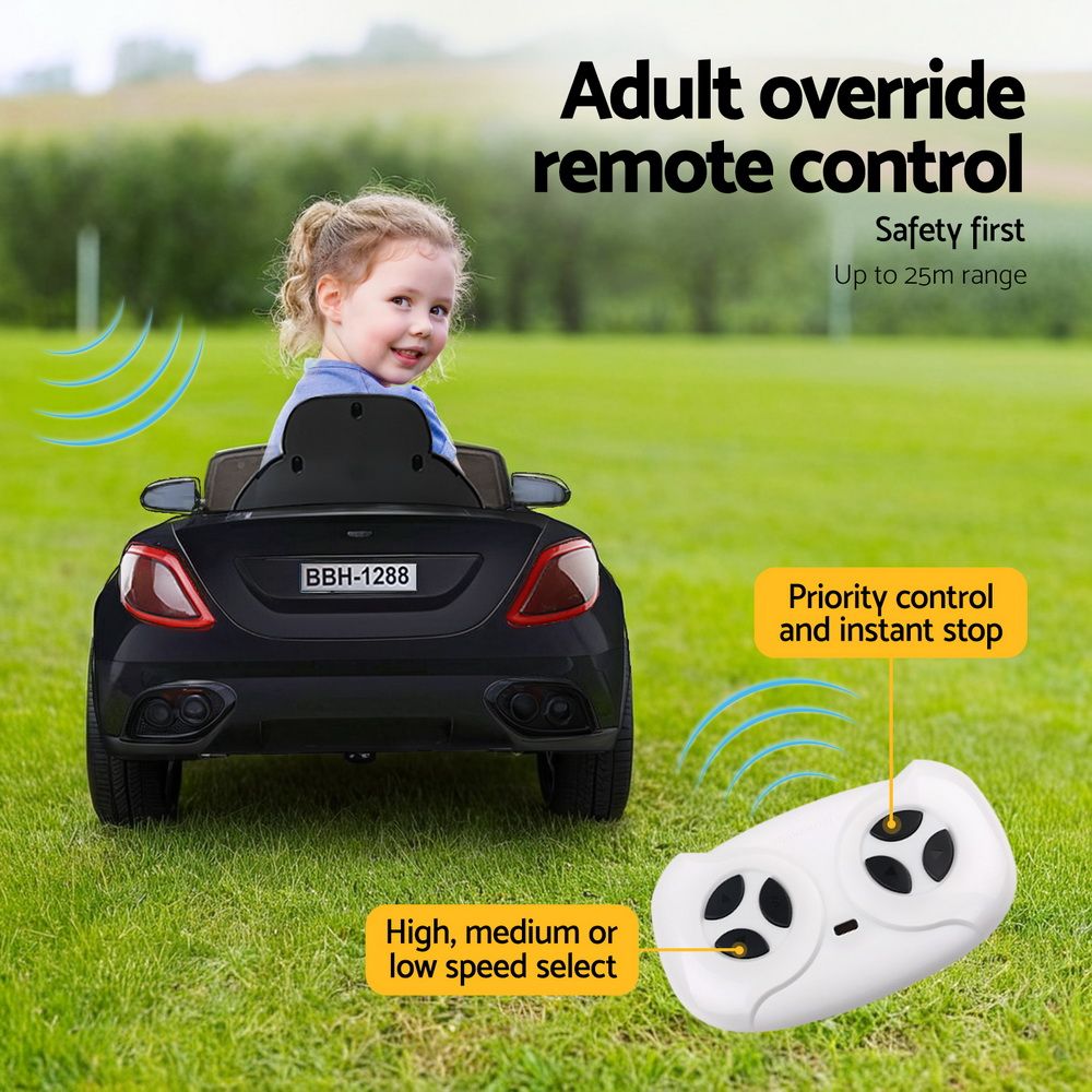 Rigo Kids Electric Ride On Car Toys Cars Horn Music Remote Control 12V Black โ image 6