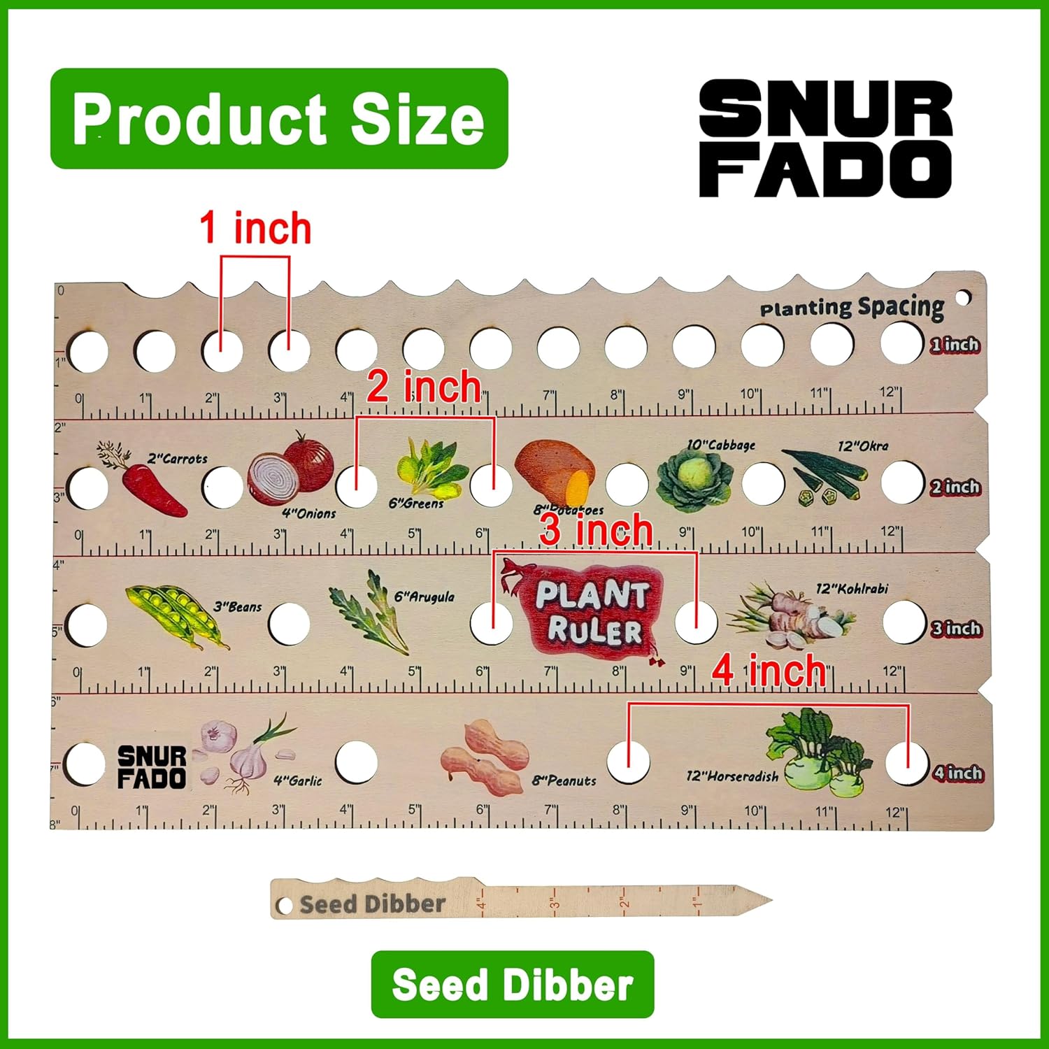 Plant Ruler by – Wooden Seed Spacing Tool for Vegetable Gardens – Garden Planting Guide for Precise Row Planting in Raised Beds & In-Ground Soil — image 4
