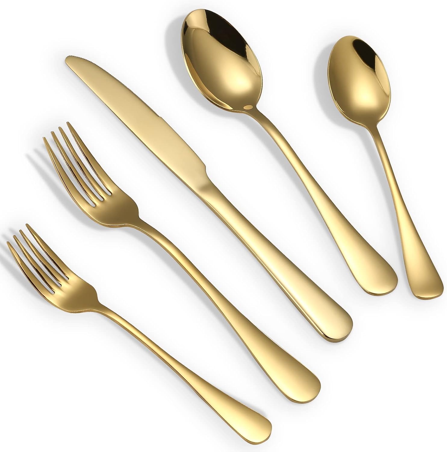 Gold Silverware Set, 20 Piece Golden Cutlery Set Service for 4, Stainless Steel Flatware Set Include Spoons Forks Knives Tableware Utensil Set for Kitchen Home