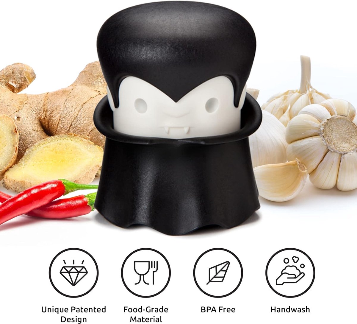 Garlic Press - Professional Garlic Crusher - Creative Multifunctional Garlic Chopper - High Quality Garlic Crusher Mincer - Works on Herbs, Ginger, Nuts, Chili — image 4