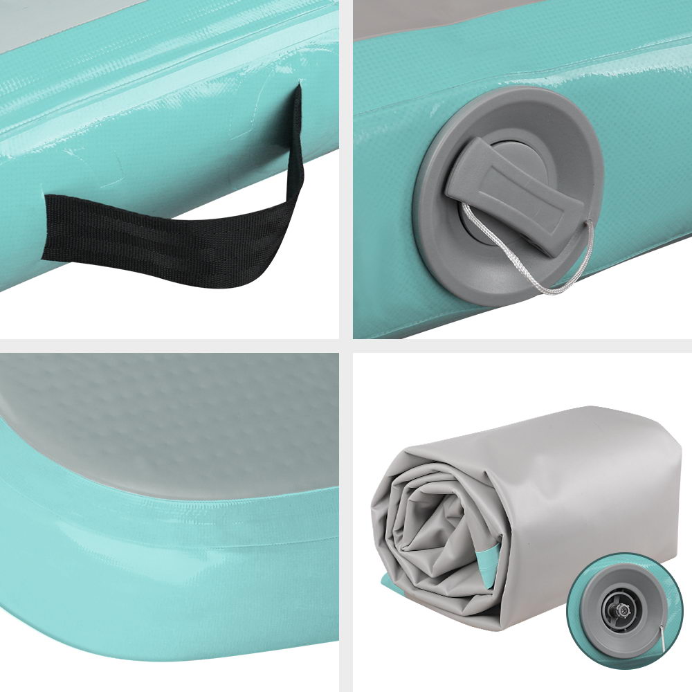 Everfit 3m x 1m Air Track Mat Gymnastic Tumbling Mint Green and Grey — image 3