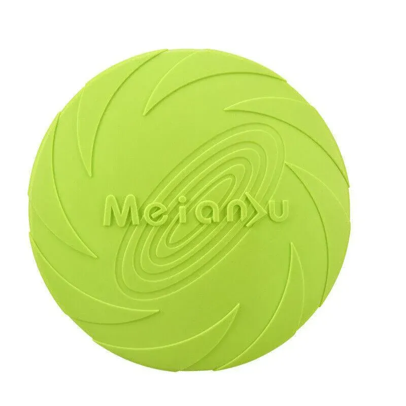 Frisbee Toy for Dogs Outdoor Fetch Training Soft Rubber Pet Flying Disc 18cm - Green