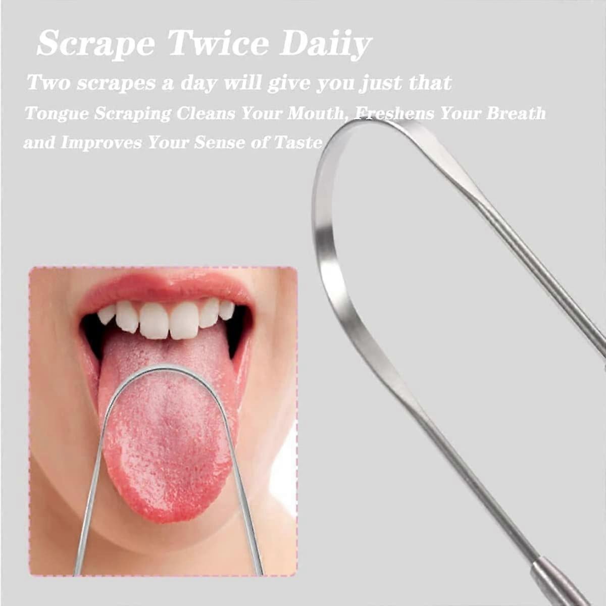 3PCS Stainless Tongue Scrapers, Oral Care Tool for Fresh Breath & Bad Breath Prevention — image 4