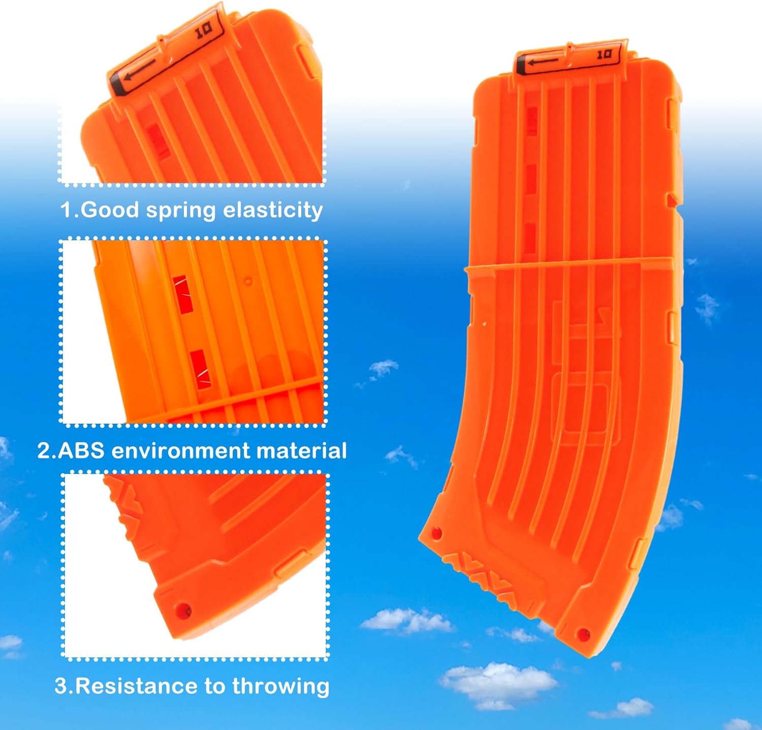 10 Darts Curved Magazine Quick Reload Clip Compatible for Nerf Elite (Orange, 2Pcs) 2pcs Orange โ image 4