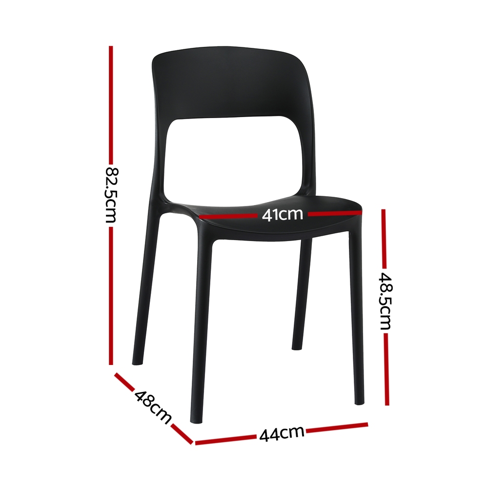Gardeon 4PC Outdoor Dining Chairs Stackable PP Patio Chair Garden Furniture Black — image 2