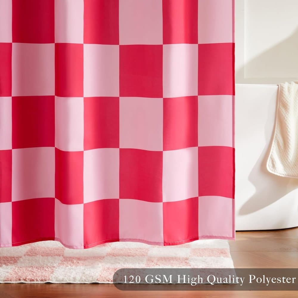 Checkered Shower Curtain 180 × 180 cm, Retro Chess Pattern Vintage Bathroom Decor, Multicolored — image 4