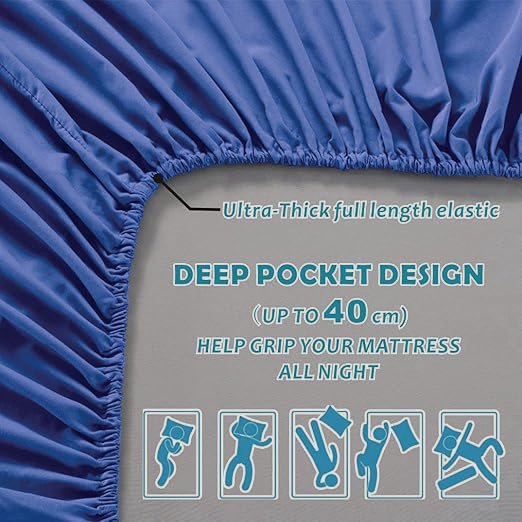 Hotel Quality Fitted Sheet - 1 Piece Fitted Sheet -Breathable Bedding - Wrinkle, Fade, Stain Resistant- 16inch/40cm Deep Pocket Fitted Bed Sheet-Wrinkle and — image 3