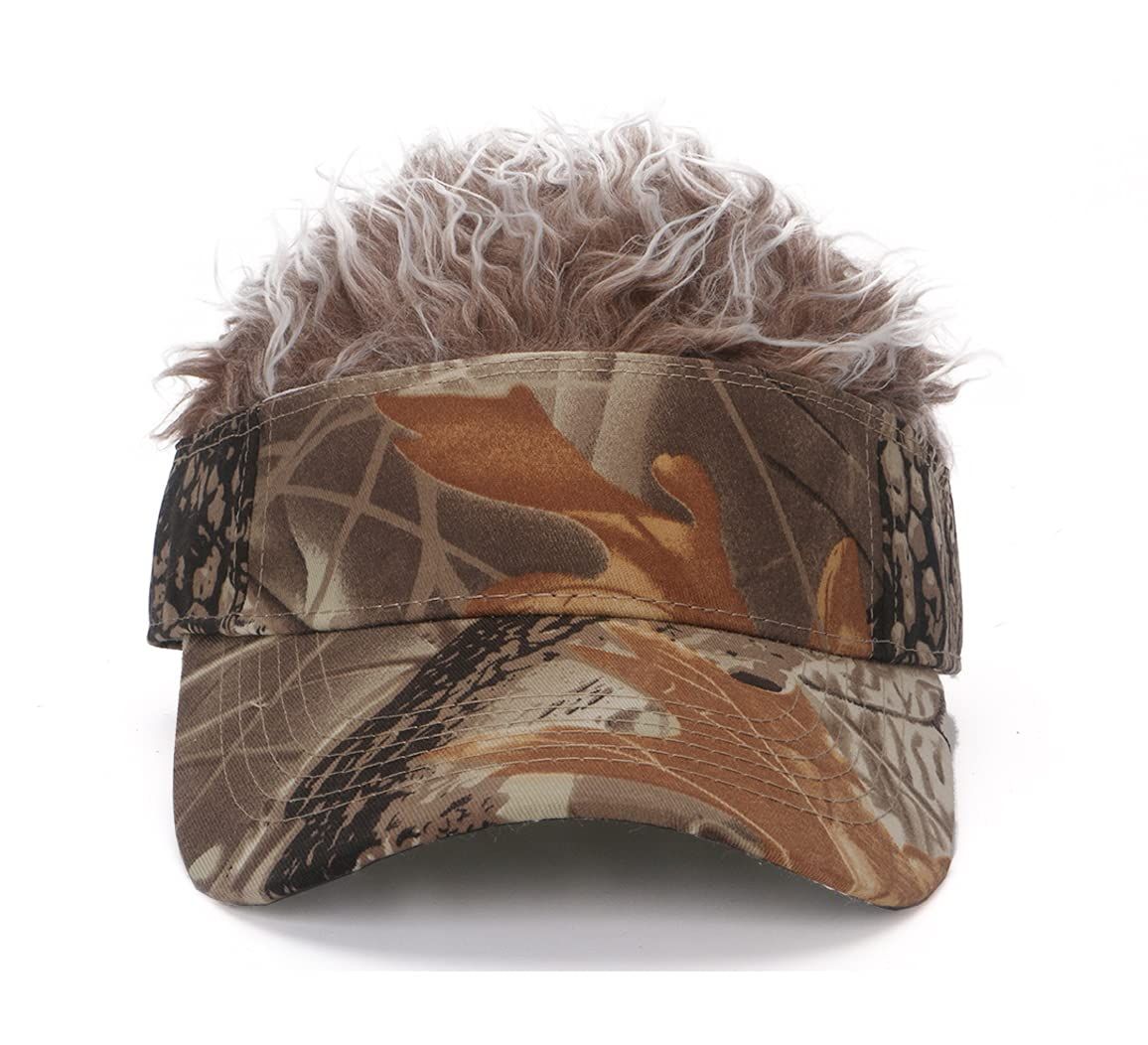 Men's Hair Visor Sun Hats Visor with Hair Fake Hat with Hair for Men Novelty Spiked Adjustable Baseball Caps Funny Gift — image 3