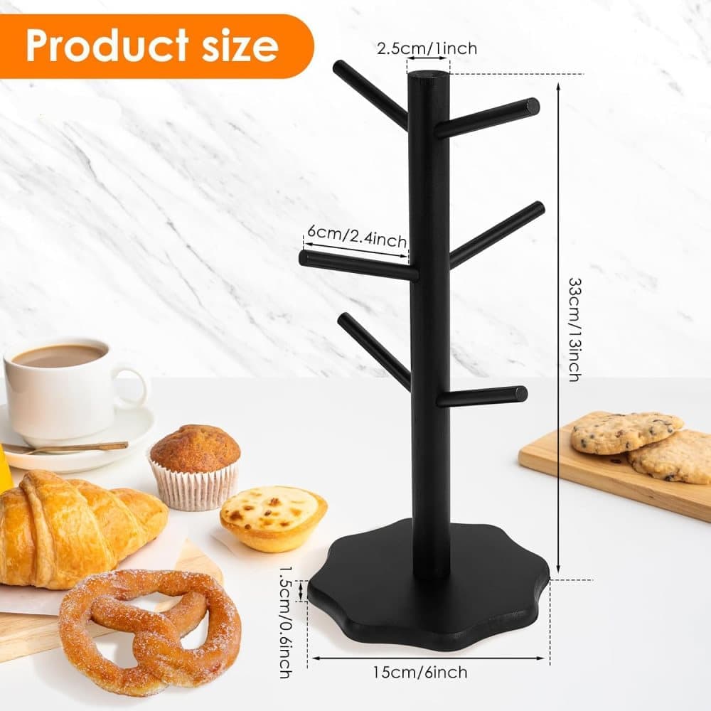 1-Pack Black Tree-Shaped Wooden Pretzel Stand, Bamboo, for Restaurant Cafe Bar Kitchen Decoration, Compatible with Pretzels — image 2