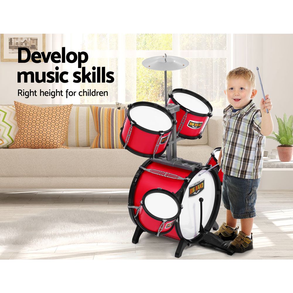 Keezi Kids 7 Drum Set Junior Drums Kit Musical Play Toys Childrens Mini Big Band — image 5
