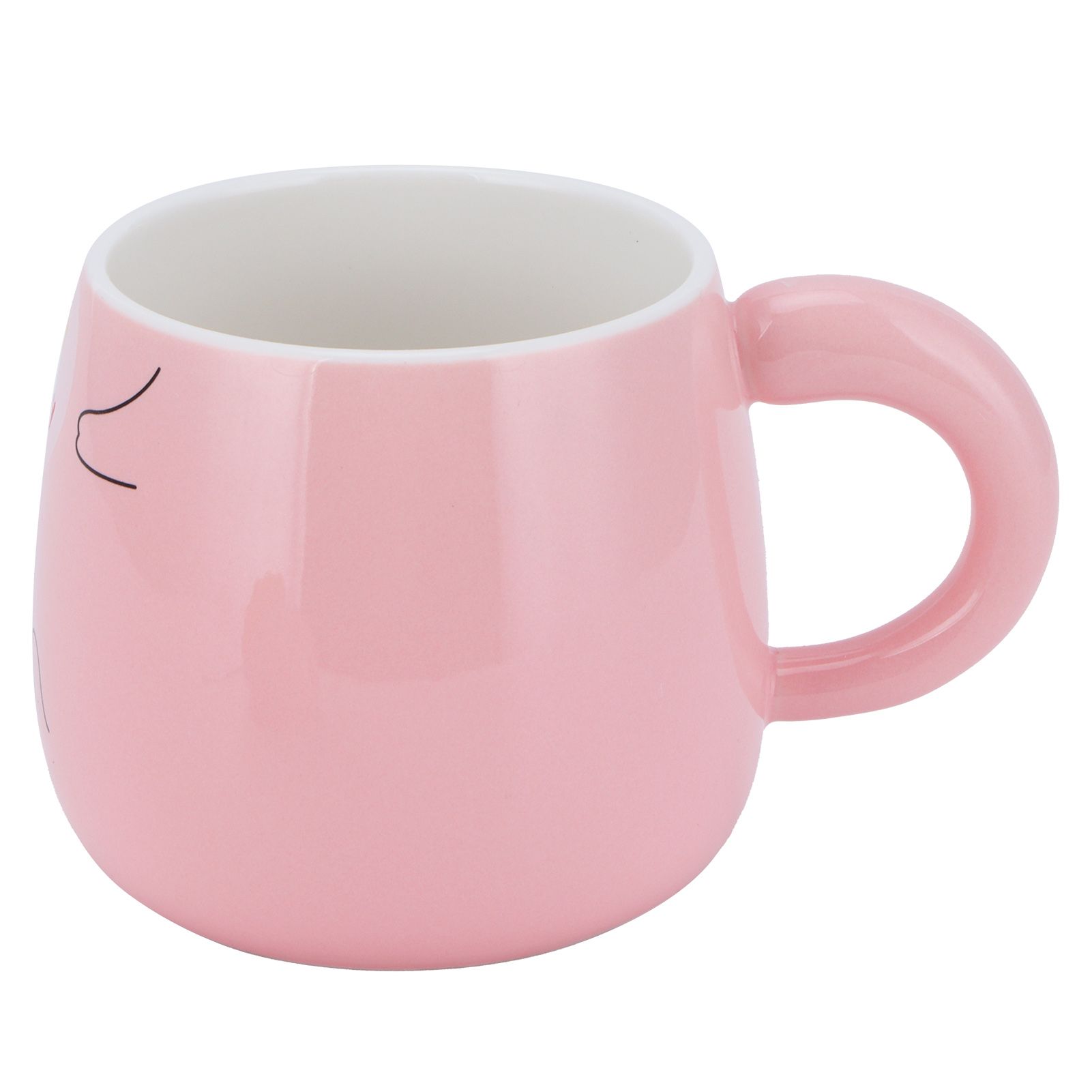 450ml Cute Ceramic Cup with Lid Spoon Water Cup Coffee Mug Girl Gift for Home OfficePink Happy โ image 5