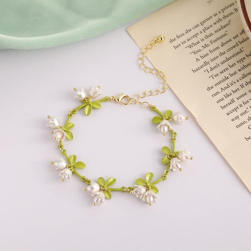 Rose Flower Jewelry Red White Rose Bluebell Flower Long Necklaces Flower Dangle Earrings Rose Bluebell Bracelet Jewelry — image 3