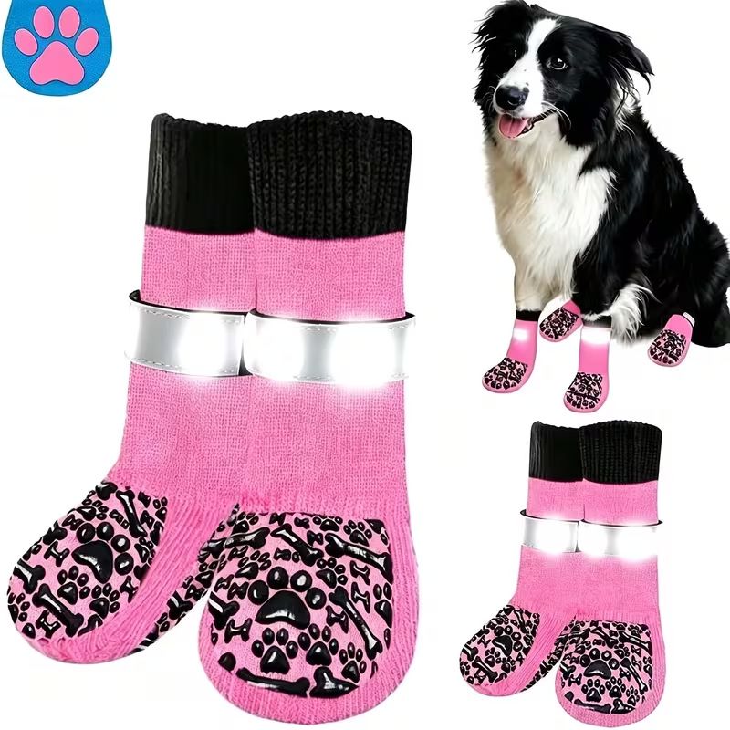 Pet Dog Socks Anti Slip Cotton Striped Black bone design [opp bag] S small size, sole about 5.5*14cm [recommended within 5-10kg inches] [pack of four] — image 6
