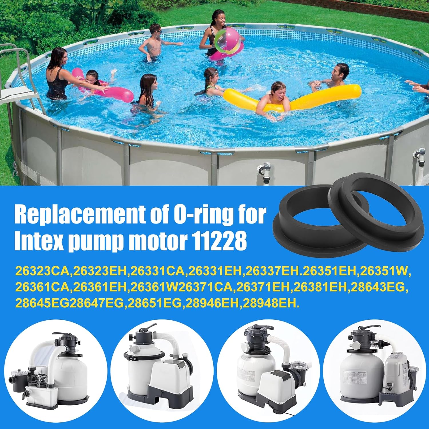 Pool Hose Connector for Intex Coleman Swimming Pool Pump Hose Extender Adapter with 11228 11412 L-Shape O-Ring Gasket | 2 Hose Connector 8 Sealing Rings — image 4