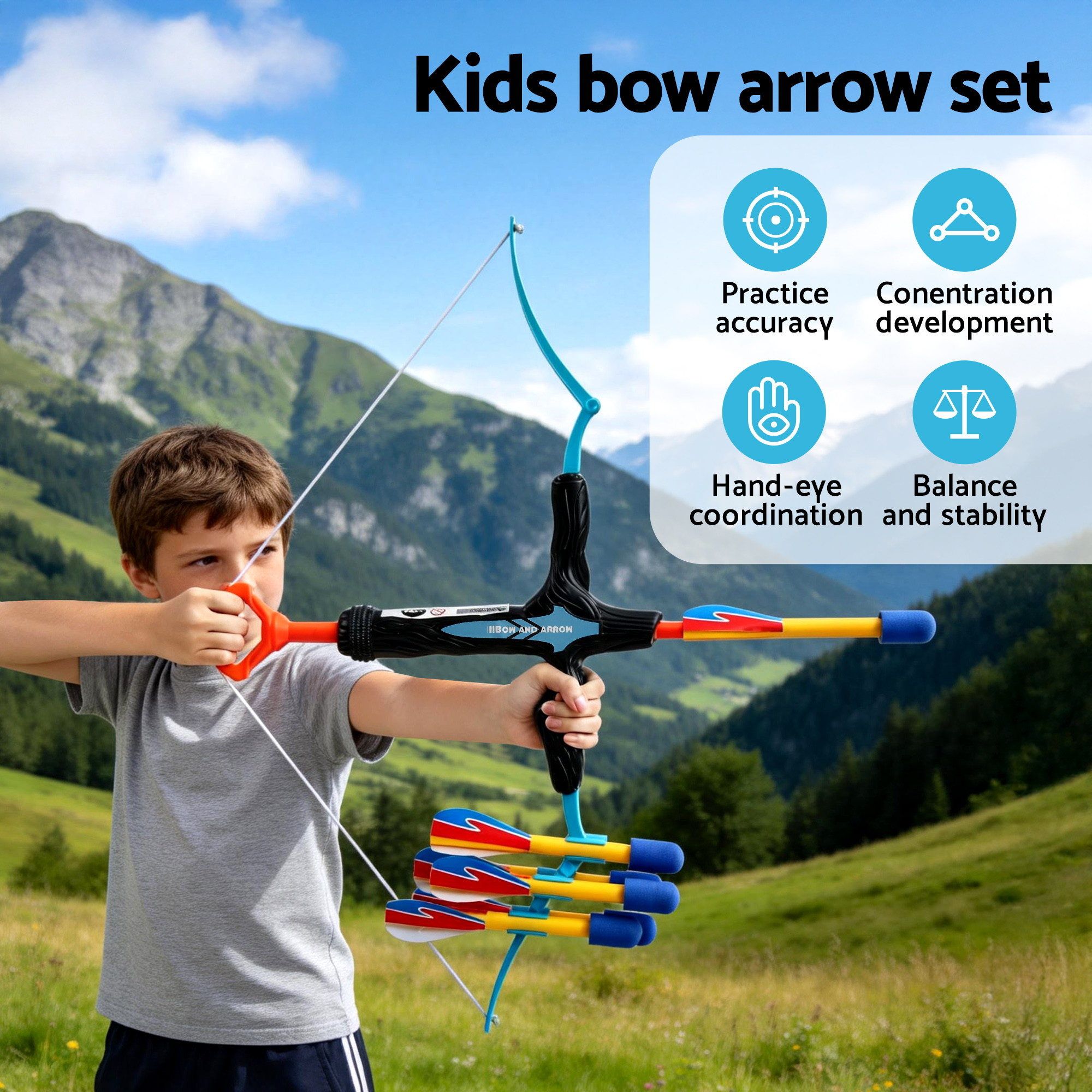 Keezi Kids Bow and Arrow Set Outdoor Sport Game Archery Toys 6 Arrows Children Gifts — image 4