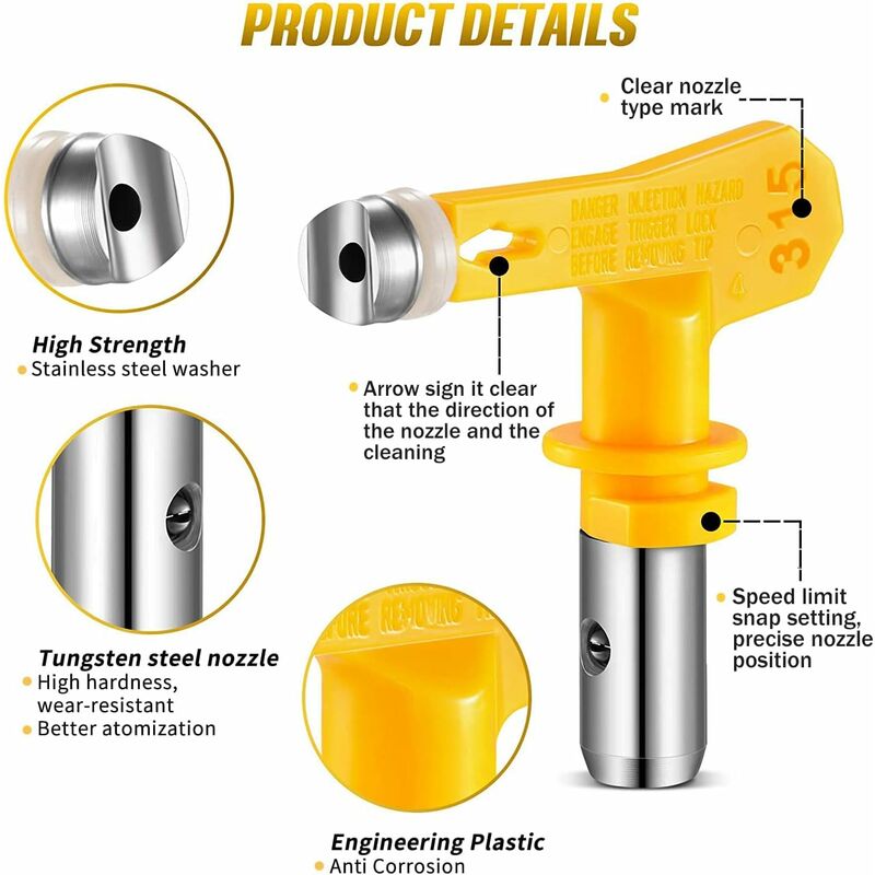 6 pcs Airless Nozzle,Airless Spray Gun Nozzle For High Pressure Paint Gun(Type 413,415,417,419,423,425) — image 3