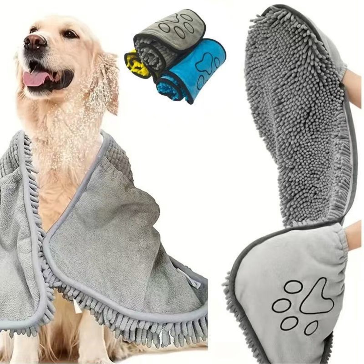 Dog Towel - Quick-drying dog towel - Super absorbent dog towel - Bath towel for dogs - Comfortable paw pockets - Suitable for indoor and outdoor use - Durable — image 4