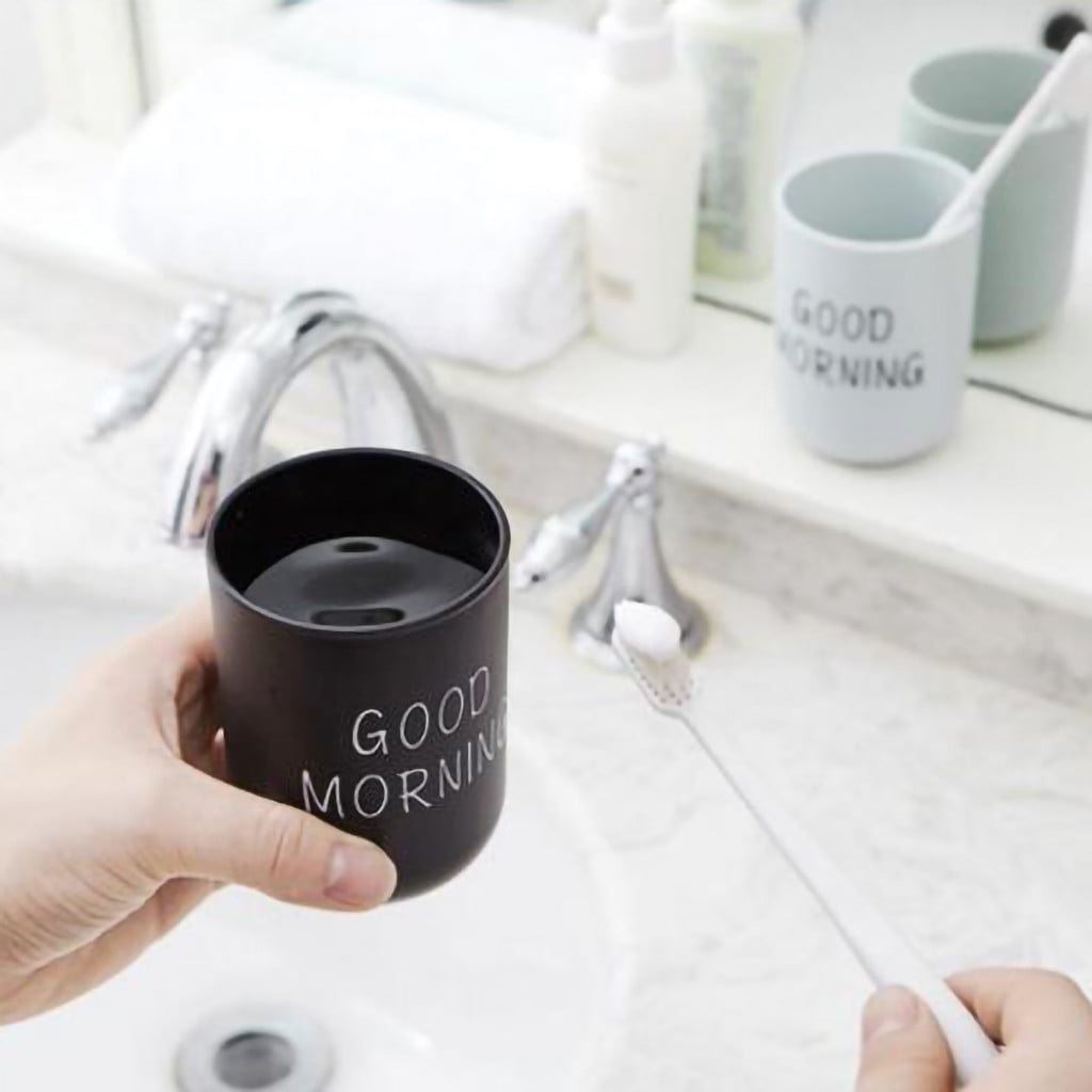 1 Piece Unbreakable Plastic Bathroom Cup - Toothbrush Holder & Reusable Tumbler for Drinking & Mouthwash. Easy to, Black, 2.5 × 6.4 × 8.9 cm — image 2