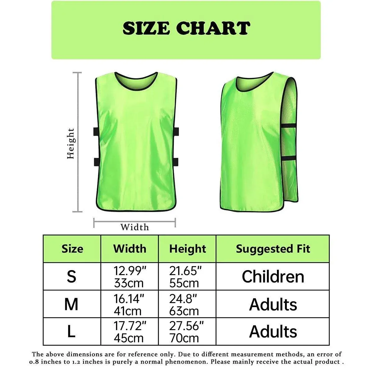 6X Sports Training Bibs Soccer Vests Group Team Bibs Basketball Cricket Football - Fluorescent Green-S โ image 4