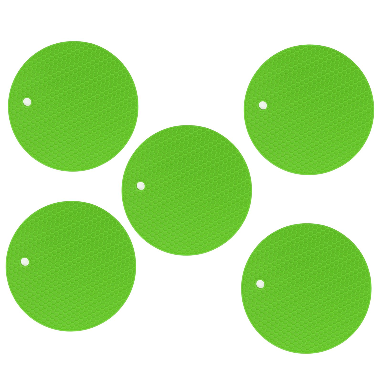 5PCS Silicone Trivet Mats Round Multipurpose Heat Resistant Non Slip Pads Pot Holders for Hot Pot Hot Dishes Green โ image 2