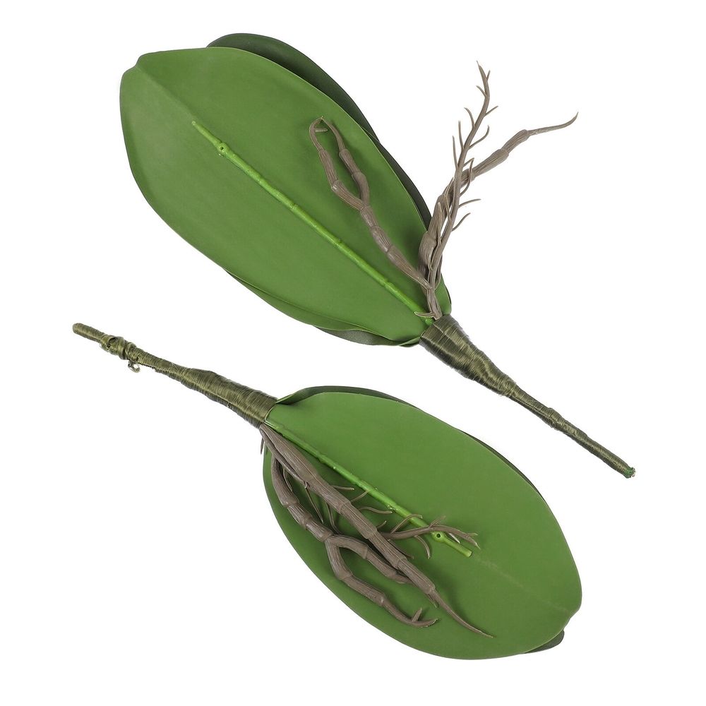 2-Pack Artificial Orchid Leaves for Home Decoration, Realistic Imitation PU Plant, and Stylish