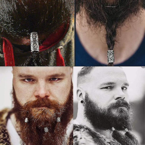 Kryc 80 Rune Beads Set with 300 Rubber Bands for DIY Viking Beard and Hair Beads Antique Nordic Jewelry Braided Bracelet Pendant — image 3
