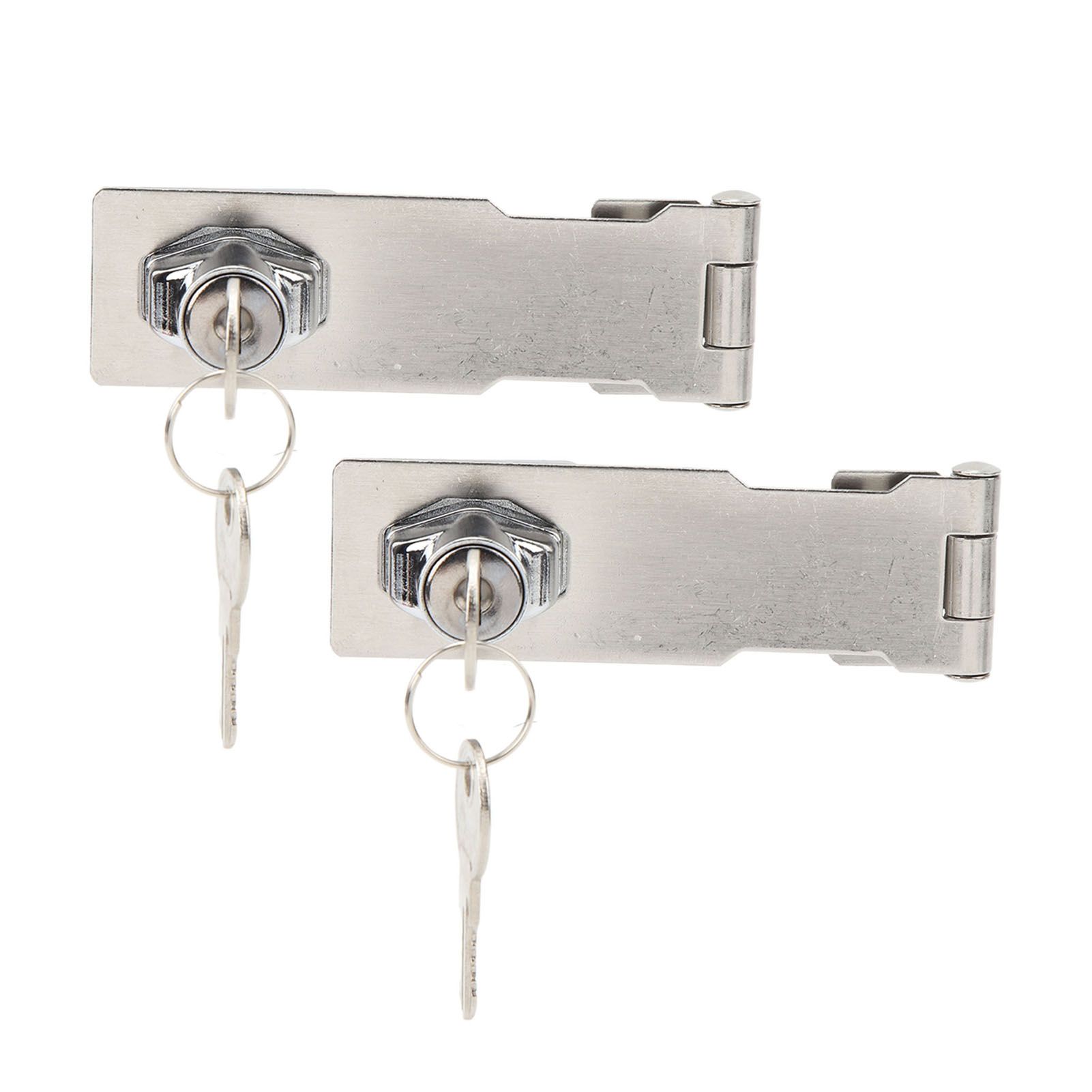 2PCS Keyed Hasp Locks 201 Stainless Steel Zinc Alloy Twist Knob Catch Latch Safety Lock for Cabinets Doors Silver โ image 3