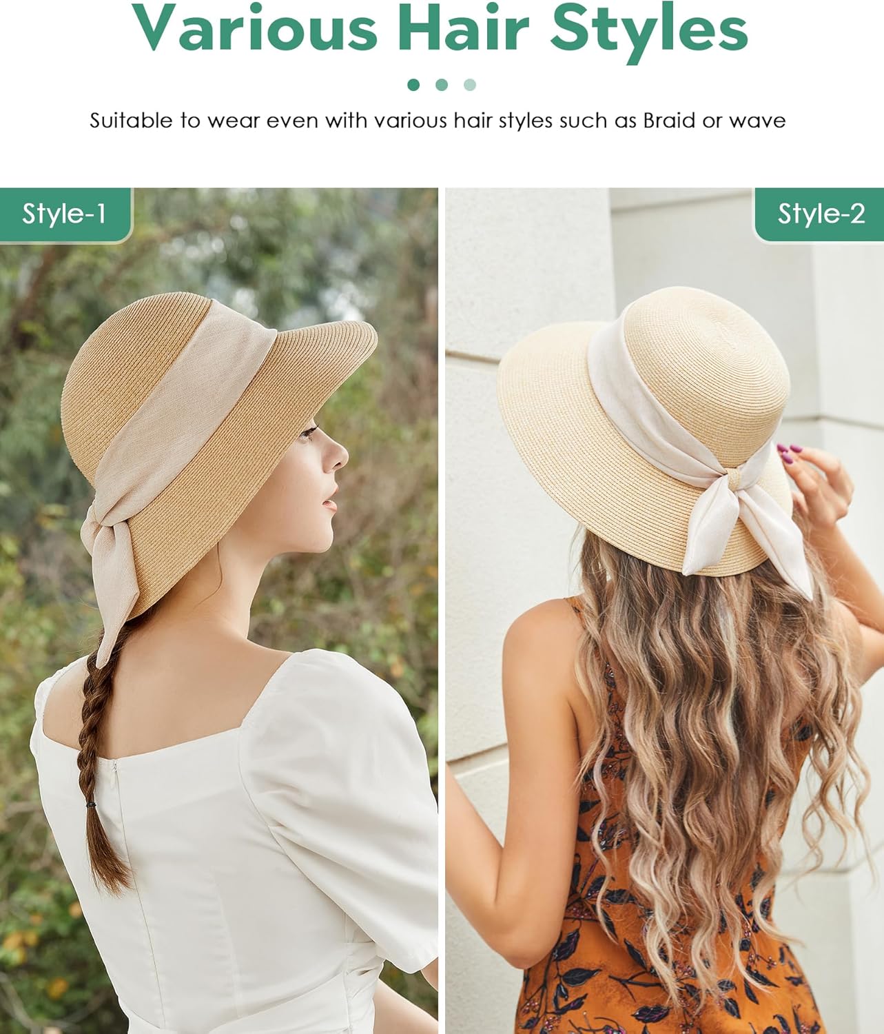 Sun Hat Womens Wide Brim Foldable Straw Hats Beach Sun Hats for Women Floppy Summer Hats UPF 50+ — image 4
