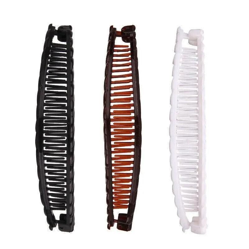 5X Hair Ponytail Holder Banana Clips Plastic Black Claw Comb Clip Multipurpose - Brown โ image 3