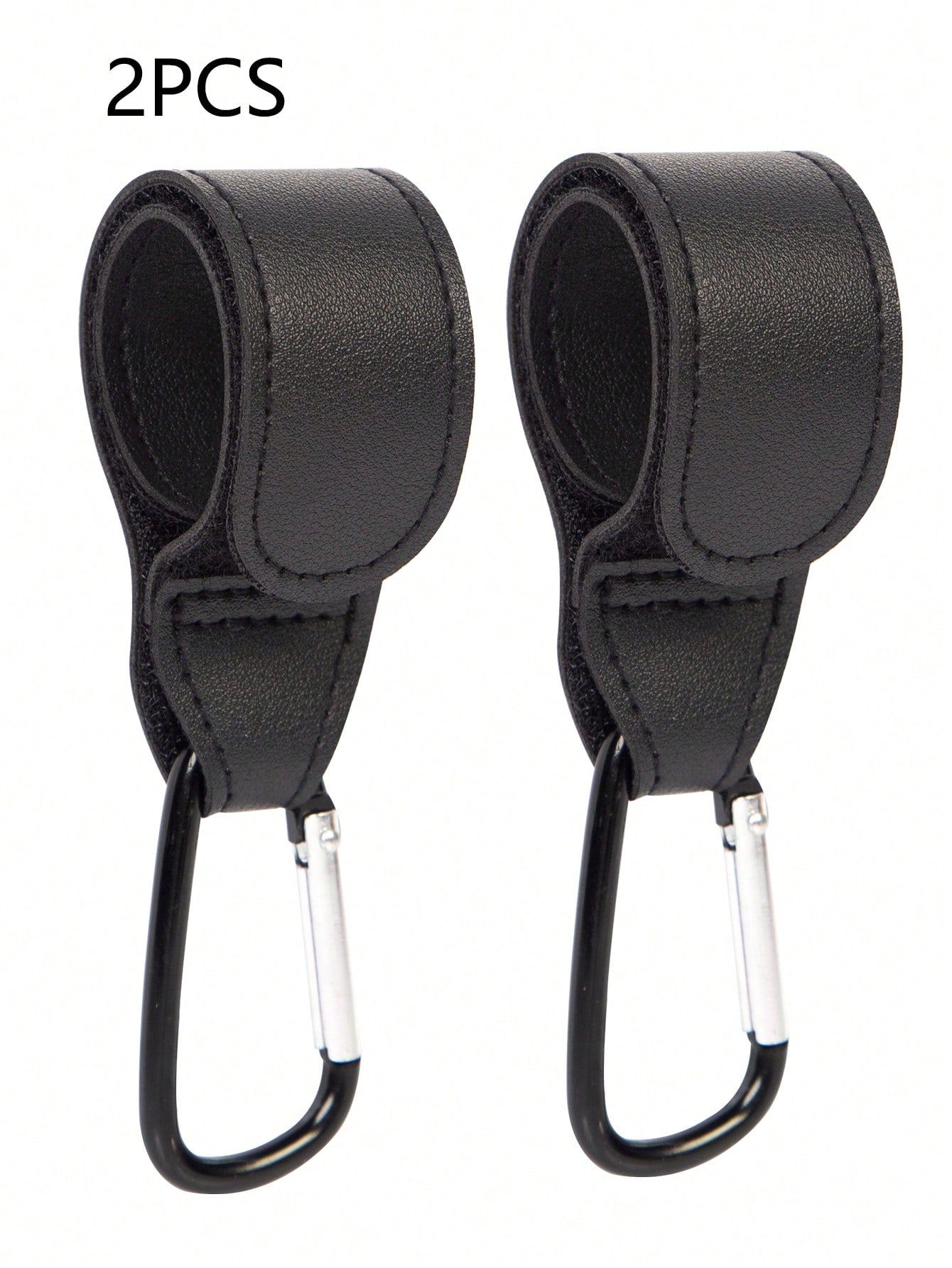 2PCS Universal Stroller Hooks, Heavy-Duty PU Leather & Metal Stroller Clips, Portable Multi-Purpose Hooks for Baby Strollers & Electric Vehicles