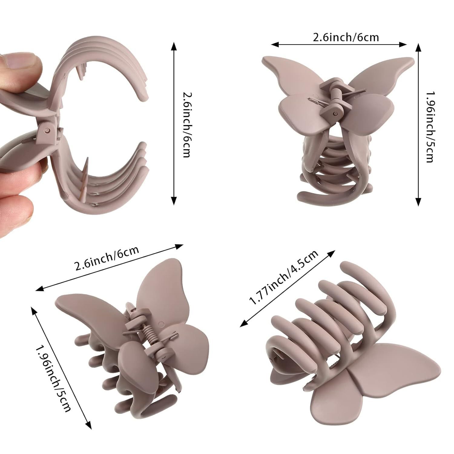 6PCS Hair Clip, 2 Inch Butterly Claw Clips or Women Girls Small Nonslip Butterly Jaw Clips or Thick Hair and Strong Hold, Pack o 6, Solid — image 2