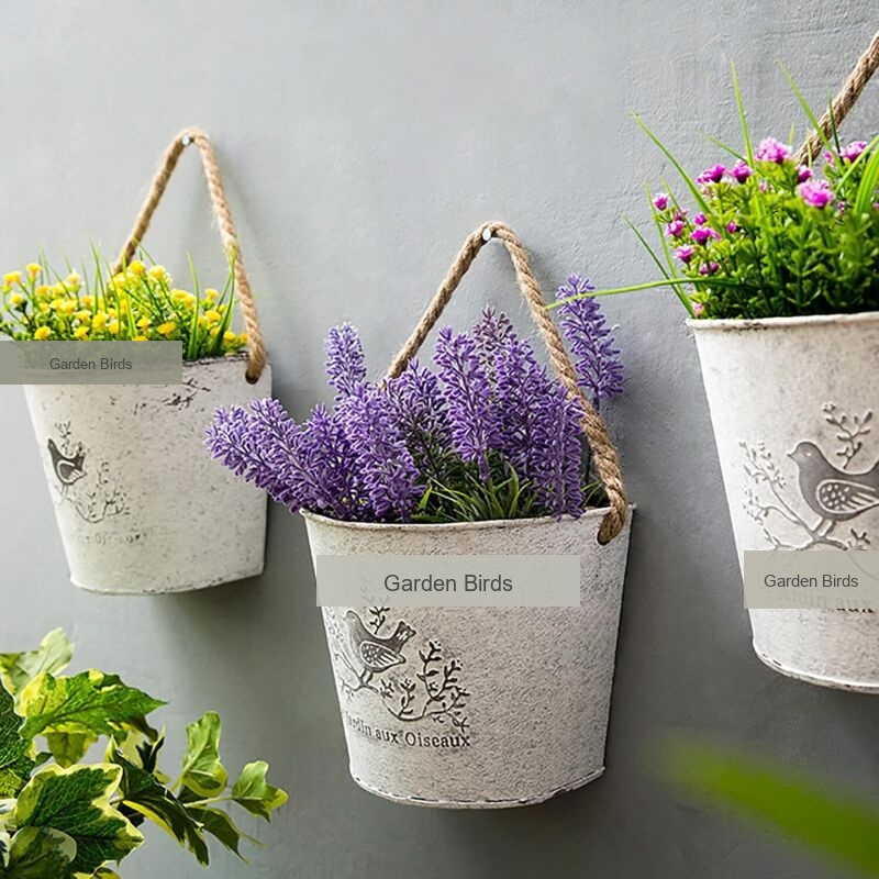 3 Pack Galvanized Hanging Flower Baskets Half Round Wall Pots for Indoor Outdoor Farmhouse Decor — image 3