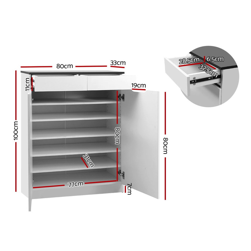 Artiss Shoe Rack Cabinet 30 Pairs White Eve โ image 4