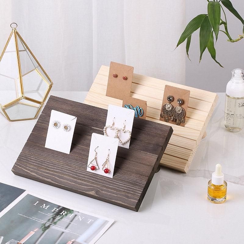 Wooden Earrings and Studs Display Rack Jewellery Organizer Stand 7 Slots Storage - Beige โ image 5