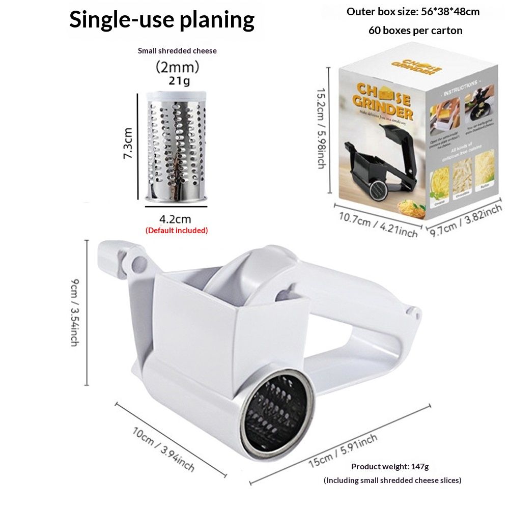 Generic Rotary Cheese Grater Stainless Steel for Hard Cheese, Parmesan,Nuts, Chocolate (White) — image 5