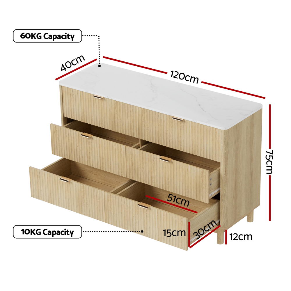 Artiss 6 Chest of Drawers Dresser Table Pine โ image 3