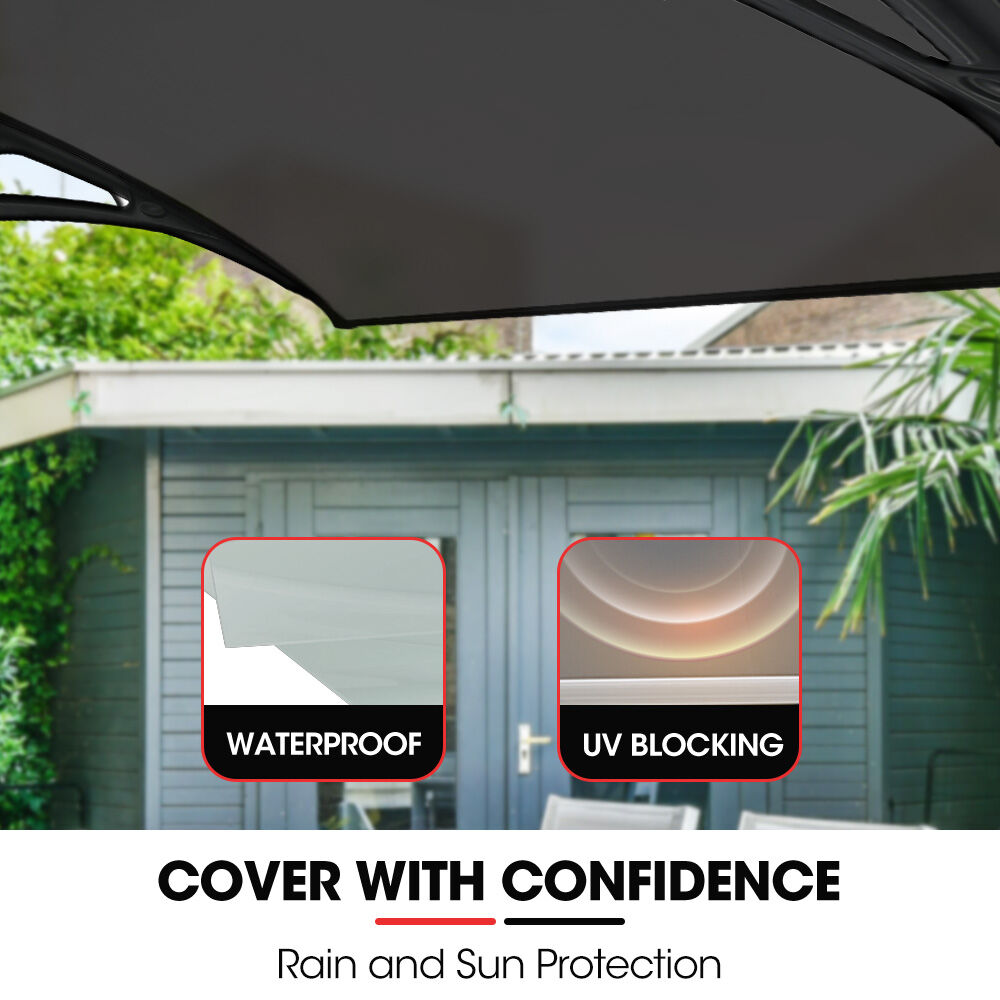 SHADE SHIELD 3 × 1m Aluminium Exterior Awning, Black DIY External UV Rain Protection Grey Tinted Polycarbonate Canopy Cover — image 5