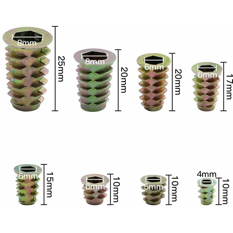 230 Pieces Zinc Alloy Hexagonal Threaded Insert Nuts, External Thread Nuts M4 M5 M6 M8 for Nut Tool Kit โ image 3
