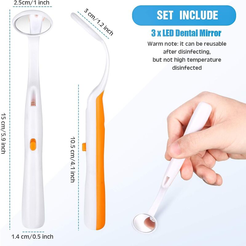 Dental Mirror With Light 2 Pieces Mouth Mirror Dental Inspection Mirror Oral Mirror With LED Light Battery Included โ image 2