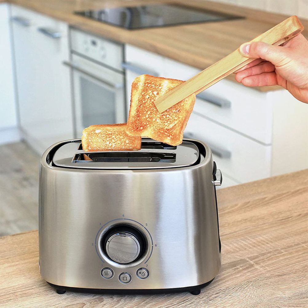 Magnetic Bamboo Toaster Tongs Kitchen Toast Tongs for Cooking Natural Bamboo Kitchen Utensils — image 4