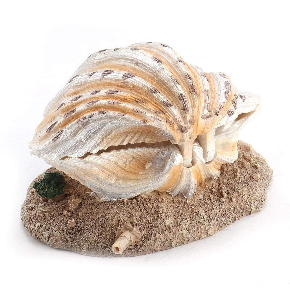 Aquarium Shell Decoration with Air Stone Bubble Tropical Clam Ornament Aquarium Landscaping Decoration โ image 2