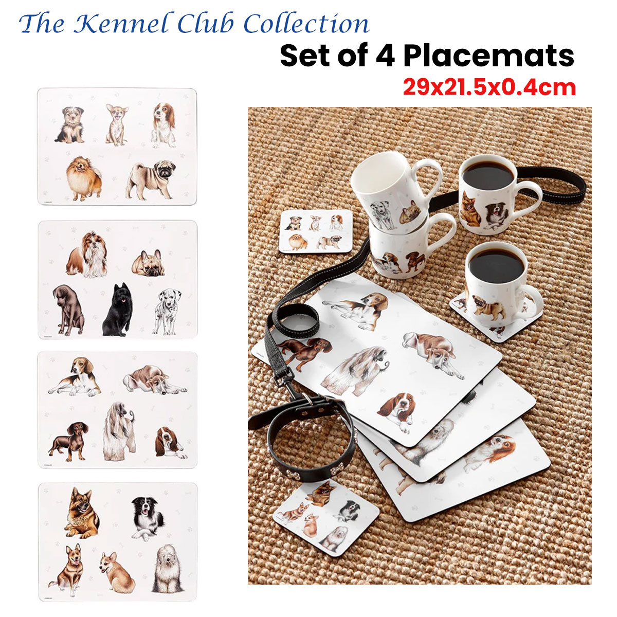 Set of 4 Kennel Club Table Placemats 29x21x0.4 cm โ image 2