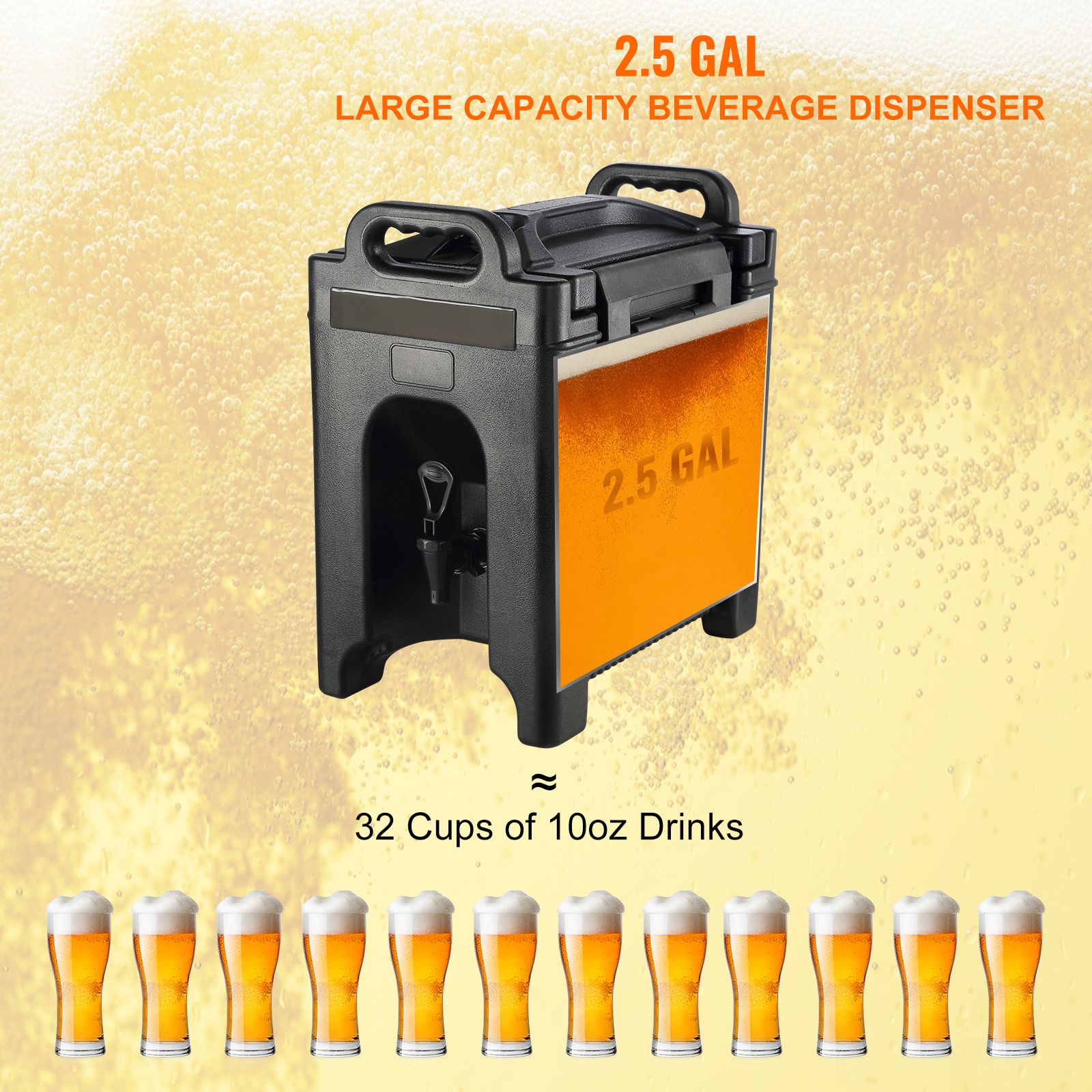 Insulated Beverage Dispenser, 9.5 L, Food-grade LDPE Hot and Cold Beverage Server, Thermal Drink Dispenser Cooler with 23 mm PU Layer Two-Stage Faucet Handle — image 2
