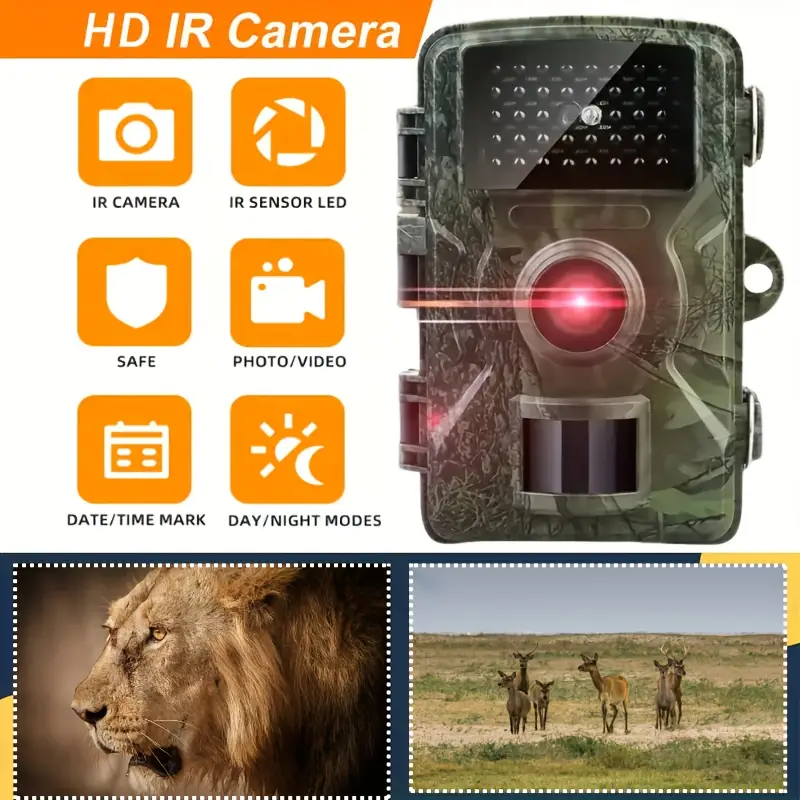 Hiking and hunting camera with night vision function, high-definition, 0.8s trigger, 120 ° wide-angle lens, used for outdoor camping, wildlife monitoring, home — image 2