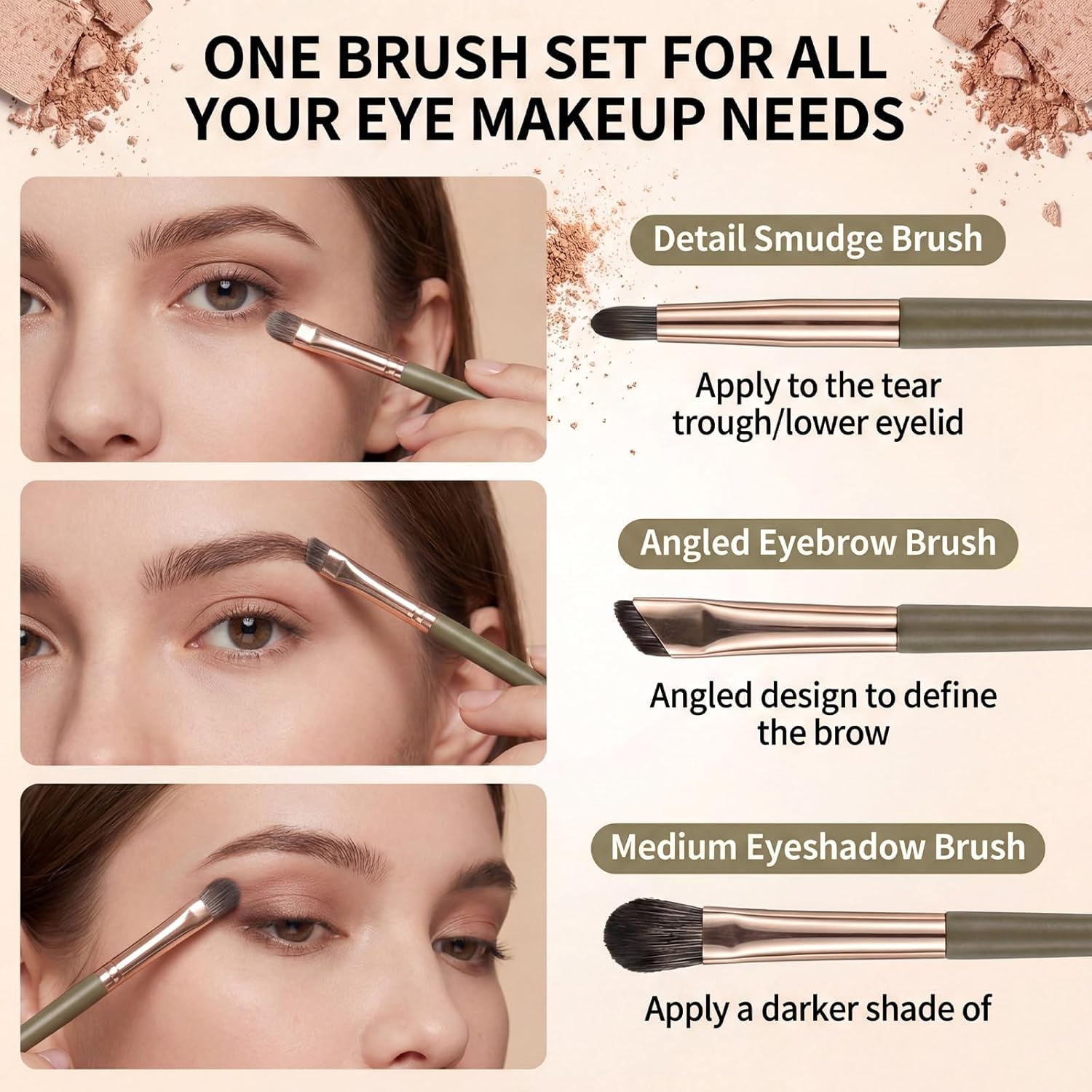 Eye Makeup Brush Set, 5 Pcs Eye Shadow Brushes Set Professional Eyeshadow Makeup Blending Brushes with Synthetic & Wood Handle Angled Eyeshadow Brush for โ image 6