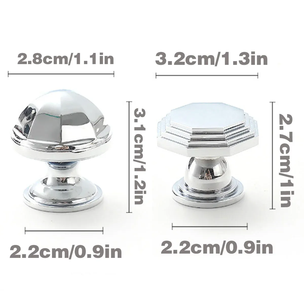 French Cabinet Handle Bright Silver Single Hole Modern Pull for Drawer Wardrobe - Octagon โ image 4